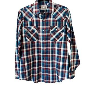 Levi's Mens Plaid Snap Button Front Long Sleeve Collared Western Shirt Medium